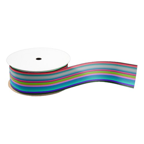Bright Neon Rainbow Stripes Grosgrain Ribbon