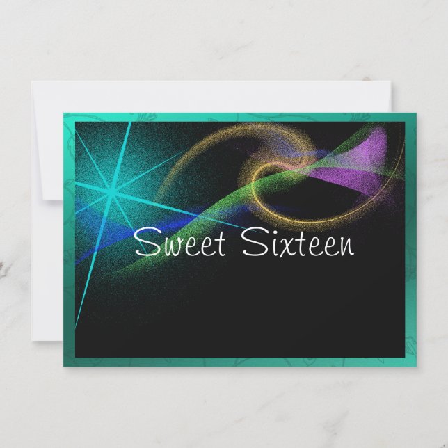 Bright Neon, Sparkle, Sweet Sixteen Invite (Front)