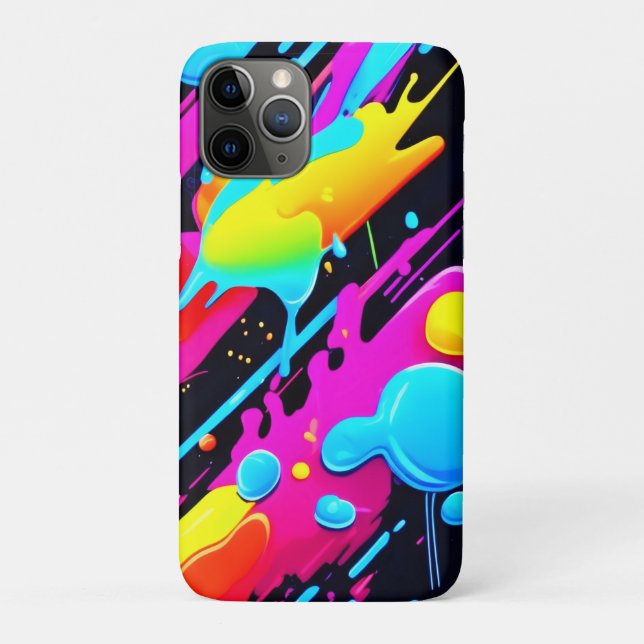 Bright Neon Splashes in Abstract Artwork Case-Mate iPhone Case (Back)