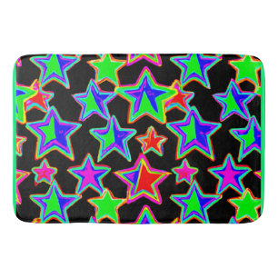 Bright Neon Starlight Pattern Bath Mat