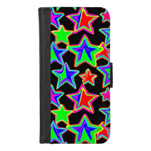 Bright Neon Starlight Pattern iPhone 87 Wallet Case