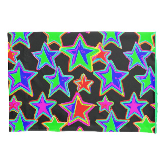 Bright Neon Starlight Pattern Pillow Case (Front)