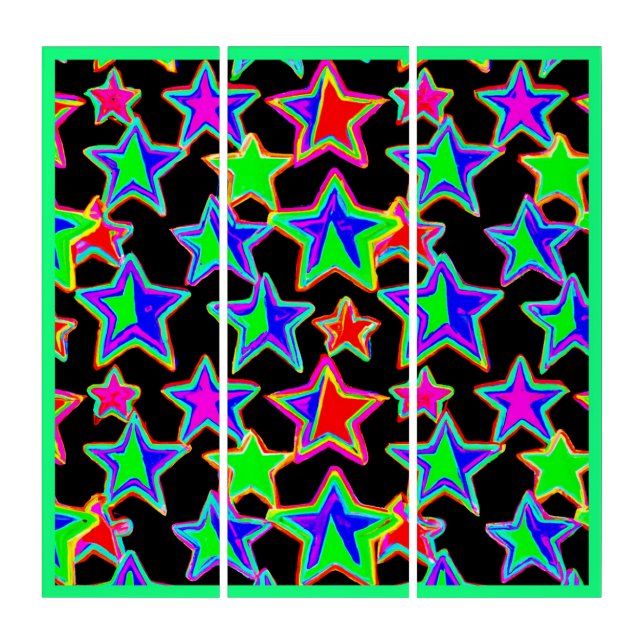 Bright Neon Starlight Pattern Triptych (Front)