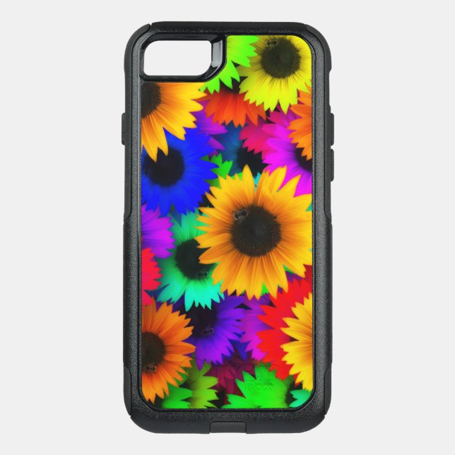 Bright Neon Sunflower Field Otterbox iPhone Case (Back)