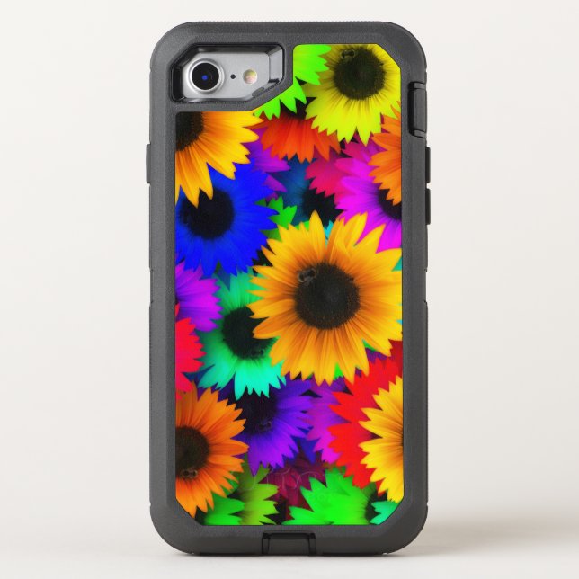 Bright Neon Sunflower Field Otterbox iPhone Case (Back)