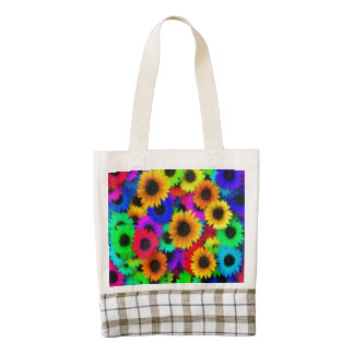 Bright Neon Sunflower Field Zazzle HEART Tote Bag