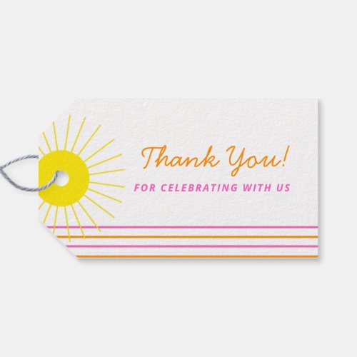 Bright Neon Sunshine Stripes Sunny Thank You Gift Tags