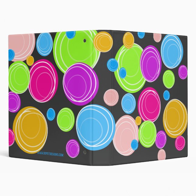 Bright Neon Swirl Circle Patterned Binders (Background)