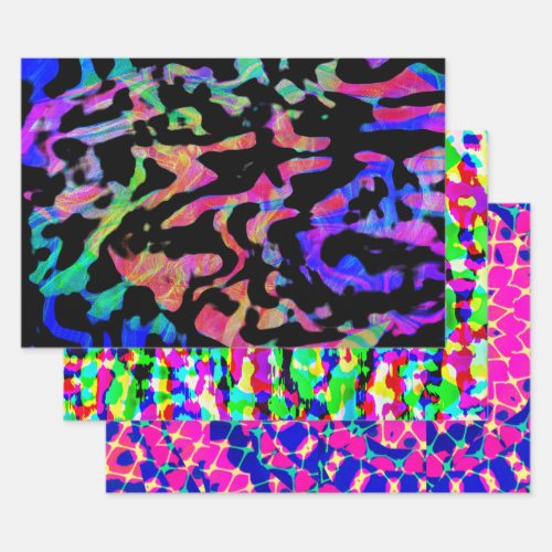 Bright Neon Vaporwave Abstract Art Wrapping Paper Sheets