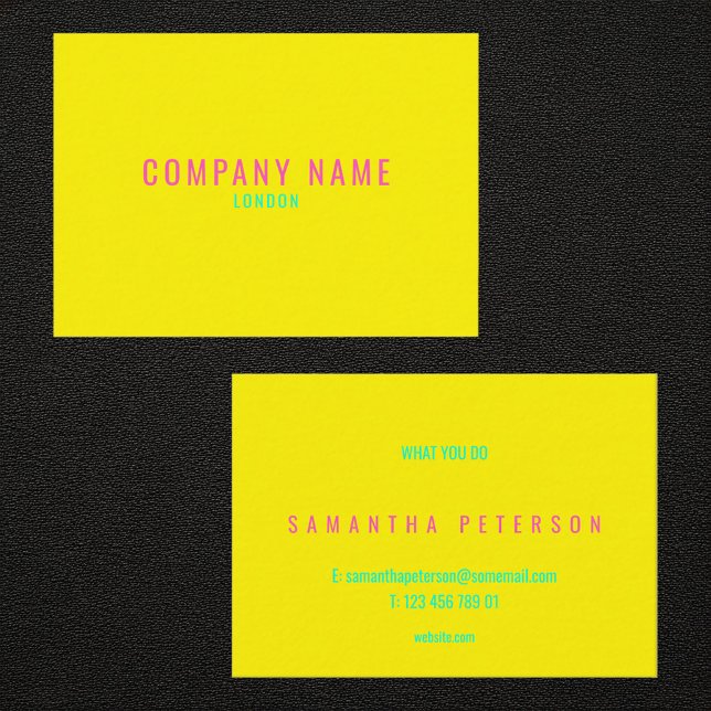 Bright neon yellow and pink business card (Bright neon yellow and pink business card.)