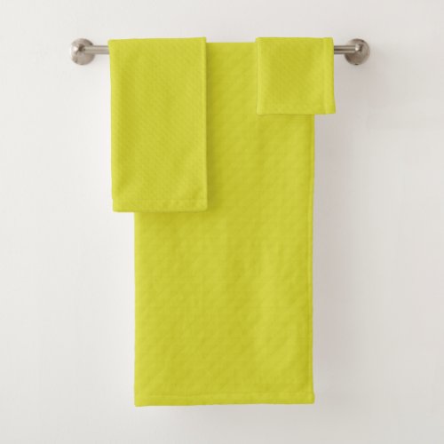 Bright neon yellow green textured  bath towel set