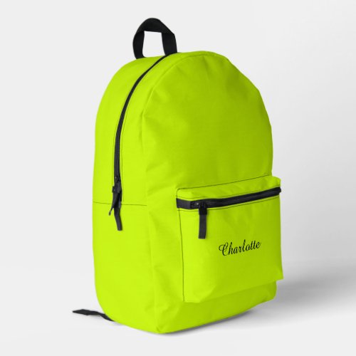 Bright Neon Yellow with Name Printed Backpack