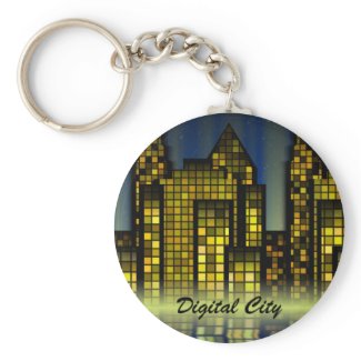 Bright Nighttime Lights in the Digital City keychain