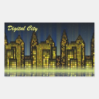 Bright Nighttime Lights in the Digital City Stickers