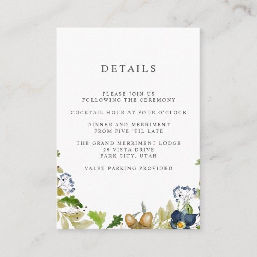 Bright Oak   WEDDING Hotel details Accommodation Enclosure Card