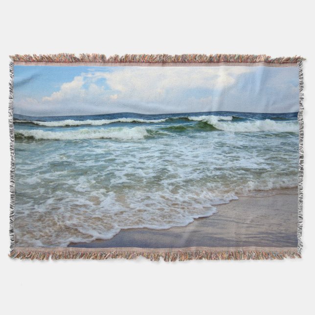Bright Ocean Waves Throw Blanket (Front)