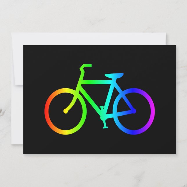 Bright Ombre Rainbow Bicycle Invitation (Front)