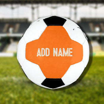 Bright Orange  - Add Name  Soccer Ball by almawad at Zazzle