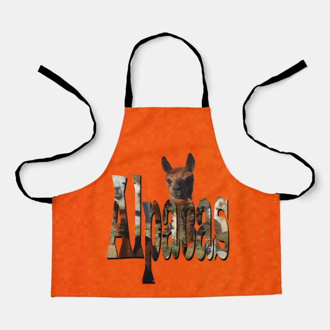 Bright Orange Alpaca, Kids Full Print Apron (Front)