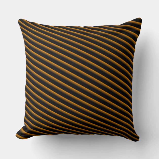 Bright Orange and Black Blended Stripes Throw Pillow (Front)
