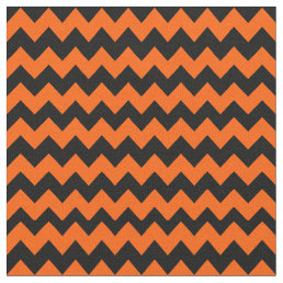 Bright Orange and Black Chevron Pattern Fabric