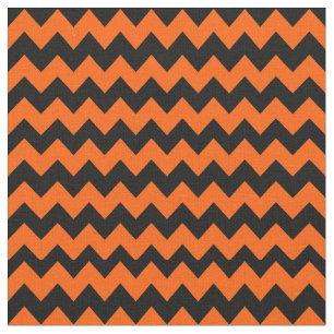 Bright Orange and Black Chevron Pattern Fabric