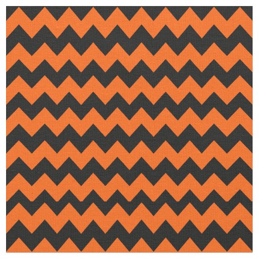 Bright Orange and Black Chevron Pattern Fabric