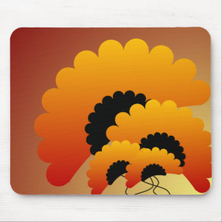 Bright Orange and Black Flowers Mouse Pad