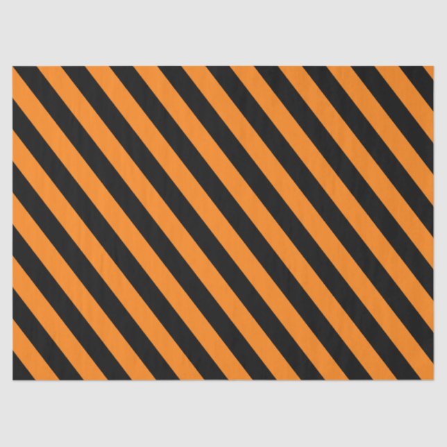 Bright Orange and Black Halloween Striped Pattern  Tissue Paper (Front)