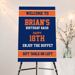Bright Orange and Dark Blue Birthday Foam Board