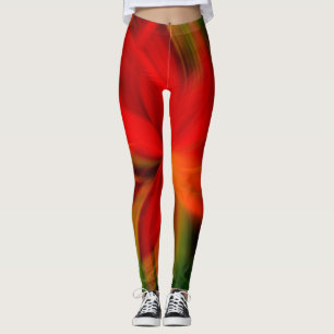 Bright Orange And Green Abstract Leggings