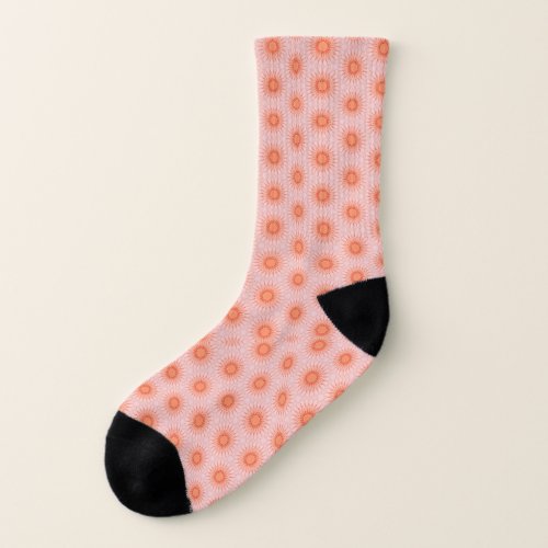 Bright Orange and Peach Pink Flowers  Socks