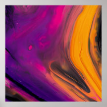 Bright Orange and Pink Abstract Wall Art