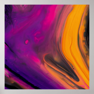 Bright Orange and Pink Abstract Wall Art