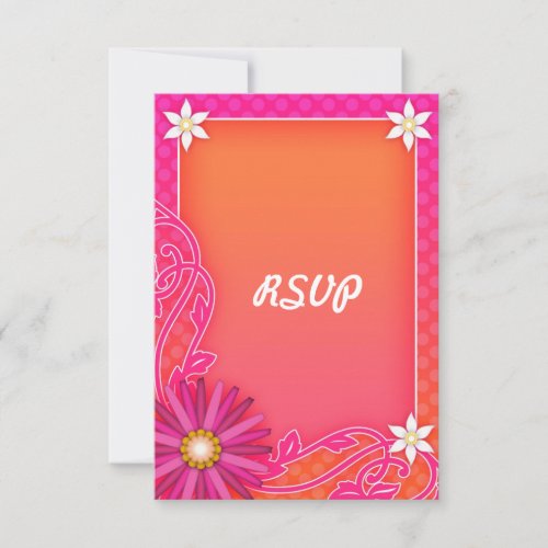 Bright Orange and Pink Floral Summer Wedding RSVP
