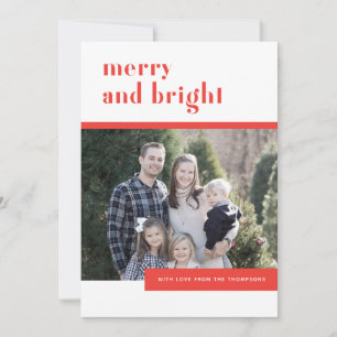 Bright orange and pink modern holiday photo card
