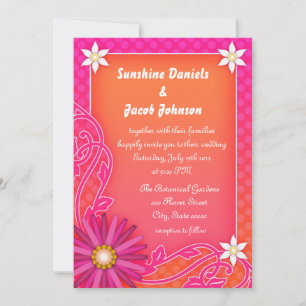 Bright Orange and Pink Summer Wedding Invitations