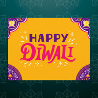 Bright Orange and Purple Festive Happy Diwali