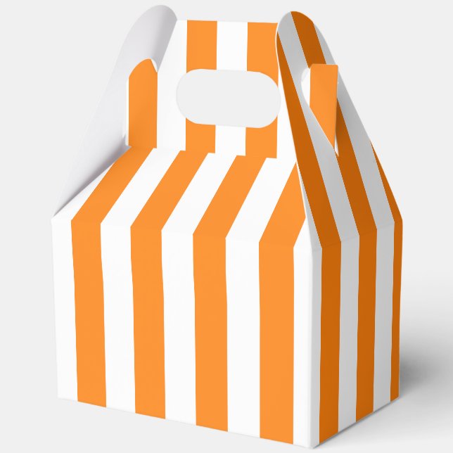 Bright Orange and White Striped Halloween  Favor Boxes (Front)