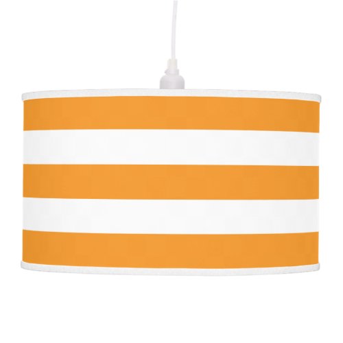 Bright Orange and White Striped Pendant Lamp