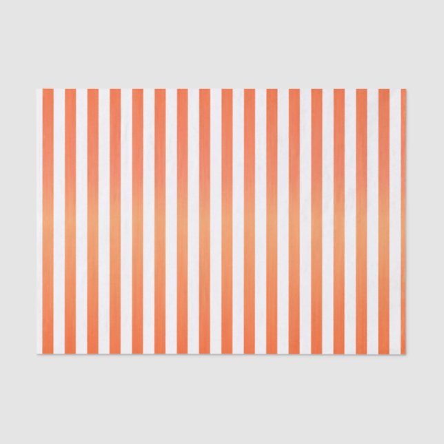 Bright Orange and White Stripes Tissue Paper (Front)