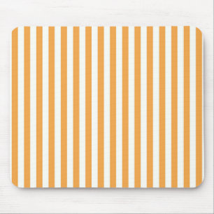 Bright Orange and White Vertical Stripes Aesthetic Mouse Pad