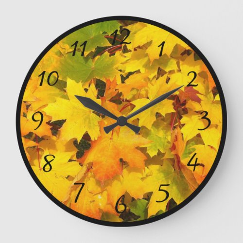 Bright Orange and Yellow Fall Foliage Large Clock