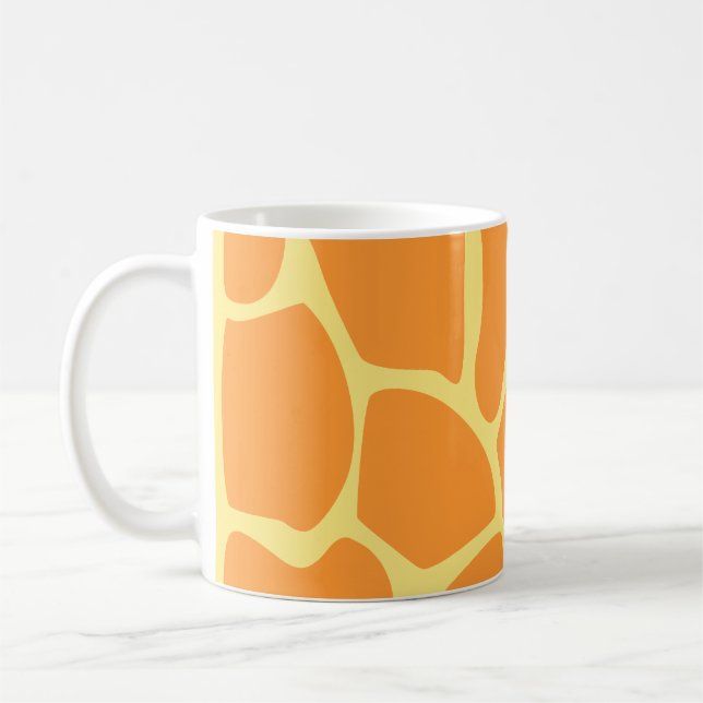 Bright Orange and Yellow Giraffe Print Pattern. Coffee Mug (Left)