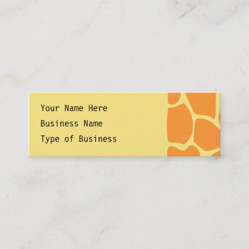 Bright Orange and Yellow Giraffe Print Pattern. Business Card