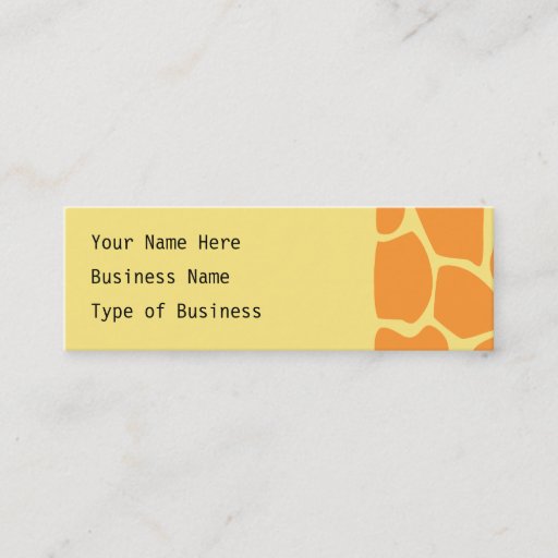 Customizable Bright Orange and Yellow Giraffe Print Pattern. Business Card