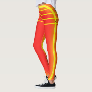 Bright Orange and Yellow Pattern Womens Athletic Leggings