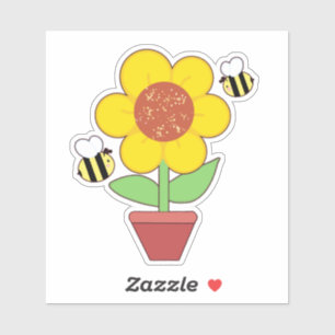 Bright Orange And Yellow Sunflower Sticker