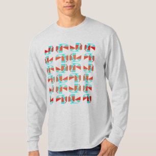 Bright Orange Aqua Tan Geometric Pieces MCM Look T-Shirt