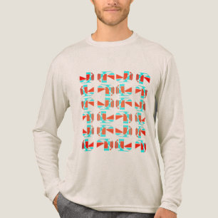 Bright Orange Aqua Tan Geometric Pieces MCM Look Tri-Blend Shirt